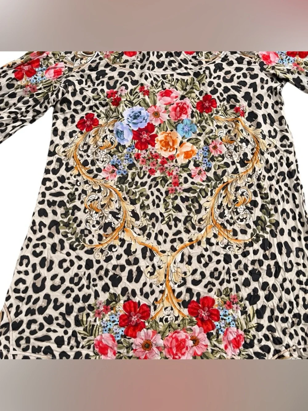 Johnny Was Cheetah Puff Sleeve Top Size XS Women